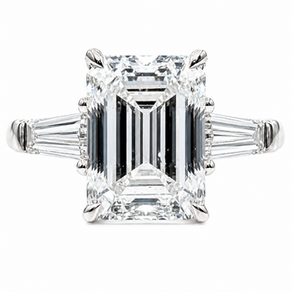 Ring Engagement 3-Stone 4ct Emerald Cut Lab Grown Diamond .75ctw Lab Grown Diamonds 14kw 1.75mm Sz7 4.56g 126070003