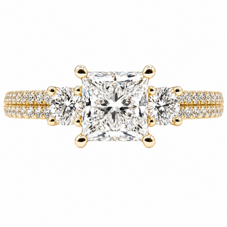 Ring Engagement 3-Stone 1.25ctw Princess Cut Lab Grown Diamond 14ky 2.2mm Sz7 3.19g 126070002