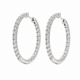 Earrings Hoop 2ctw Round Lab Grown Diamonds 14kw 1.1" 6.63g 126070070