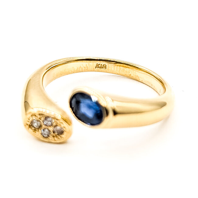 Ring Bypass Open Design .08ctw Round Diamonds .07ct Blue Sapphire 18ky 5mm Sz7 6.34g 126070042