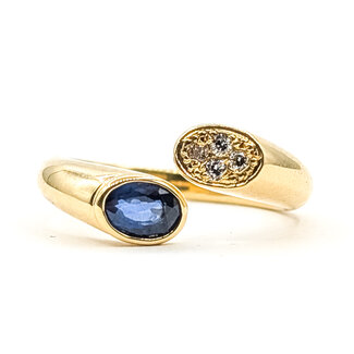 Ring Bypass Open Design .08ctw Round Diamonds .07ct Blue Sapphire 18ky 5mm Sz7 6.34g 126070042