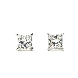 Earrings Stud 1.2ctw Princess Cut Lab Grown Diamonds 14kw 4.6mm 1.26g 126070065