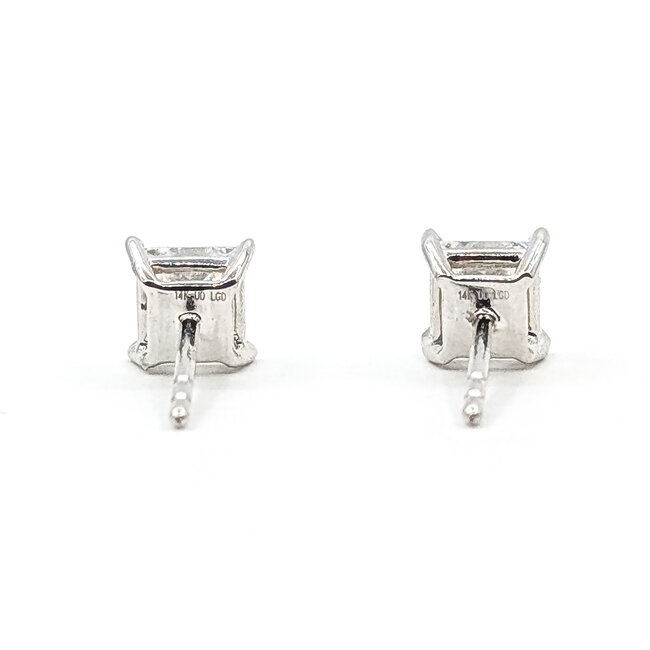 Earrings Stud 1.2ctw Princess Cut Lab Grown Diamonds 14kw 4.6mm 1.26g 126070065