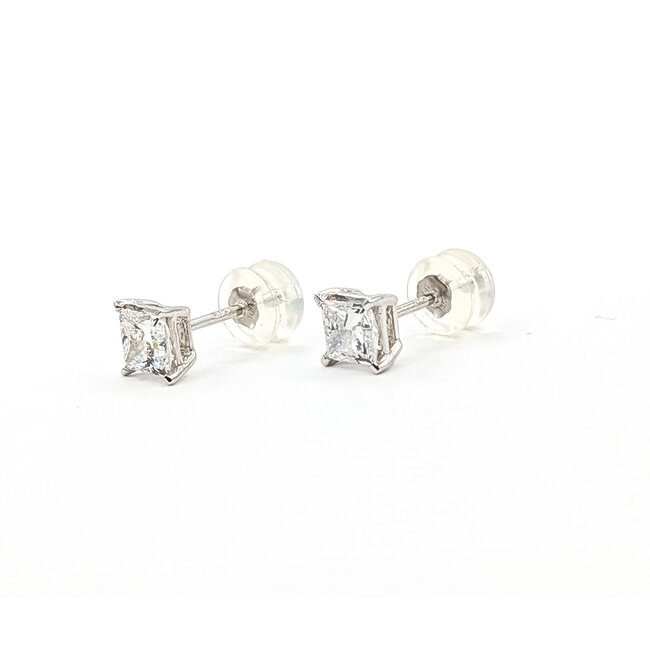 Earrings Stud 1.2ctw Princess Cut Lab Grown Diamonds 14kw 4.6mm 1.26g 126070065