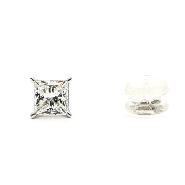 Earrings Stud 1.2ctw Princess Cut Lab Grown Diamonds 14kw 4.6mm 1.26g 126070065