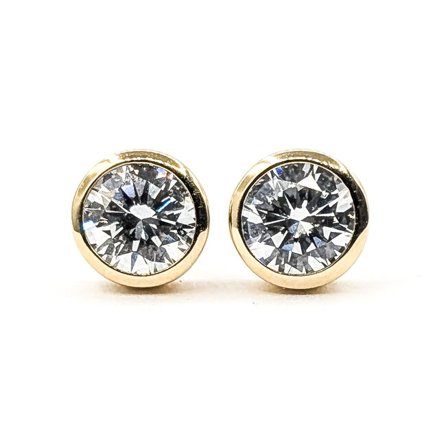 Earrings Stud 1ctw Round Brilliant Cut Lab Grown Diamond 14ky 6.7mm 2.31g 126070076