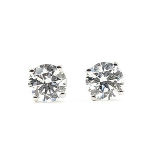 Earrings Stud 4ctw Round Lab Grown Diamond 14kw 10mm 2.6g 126070077