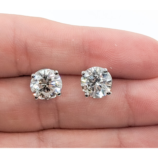 Earrings Stud 4ctw Round Lab Grown Diamond 14kw 10mm 2.6g 126070077