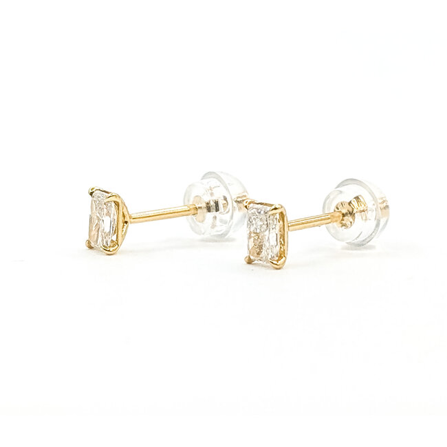 Earrings Stud .50ctw Radiant Lab Grown Diamond 18ky 5x3mm .66g 126070079