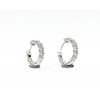 Earrings Hoop Huggie Inside/outside 1.8ctw Round Lab Grown Diamond 18kw 17x3mm 5.14g 126070080