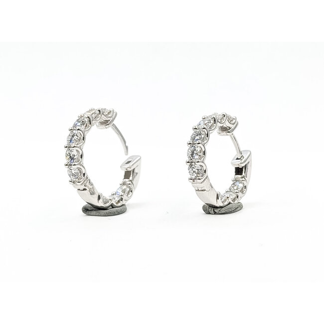 Earrings Hoop Huggie Inside/outside 1.8ctw Round Lab Grown Diamond 18kw 17x3mm 5.14g 126070080
