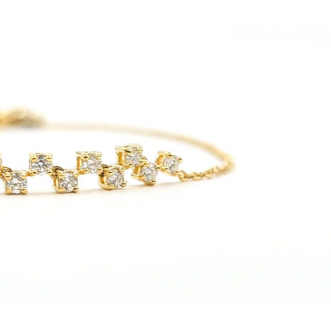 Bracelet Bolo 1ctw Round Diamond 10ky 5mm 6.5-7.5" 3.88g 126070083