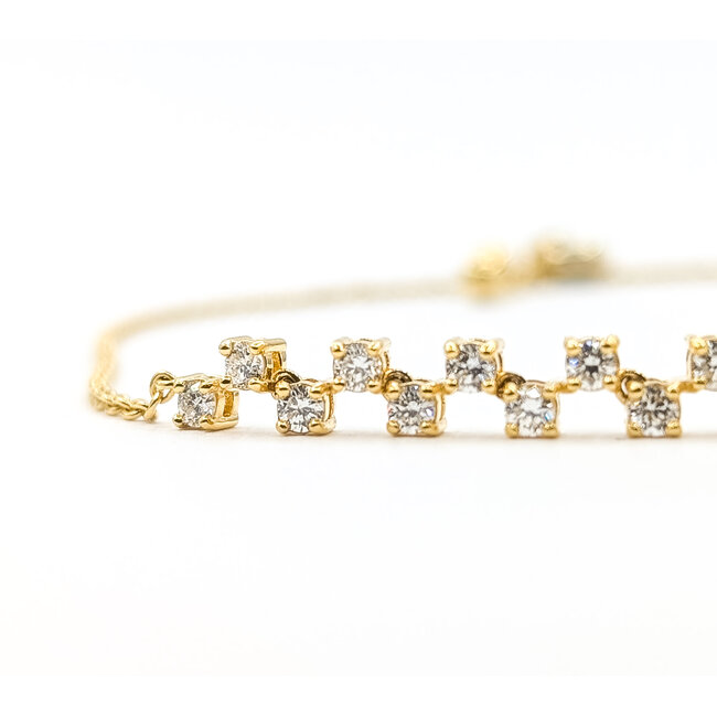 Bracelet Bolo 1ctw Round Diamond 10ky 5mm 6.5-7.5" 3.88g 126070083