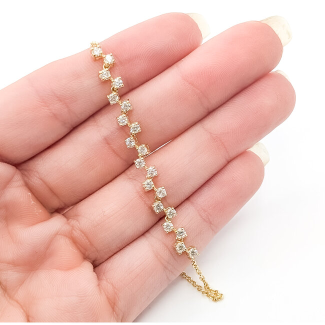 Bracelet Bolo 1ctw Round Diamond 10ky 5mm 6.5-7.5" 3.88g 126070083