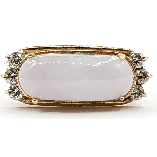 Ring East/West .15ctw Round Diamonds 2ct Lavander Jade 18ky 7.8mm Sz6.25 3g 126060038