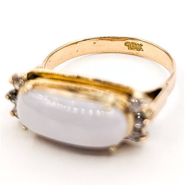 Ring East/West .15ctw Round Diamonds 2ct Lavander Jade 18ky 7.8mm Sz6.25 3g 126060038