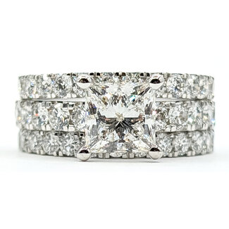 Ring Engagement Anniversary Set 2ct Princess Cut Lab Grown Diamond 3ctw Lab Grown Diamonds 14kw 8.5mm Sz7 9.63g 126070092