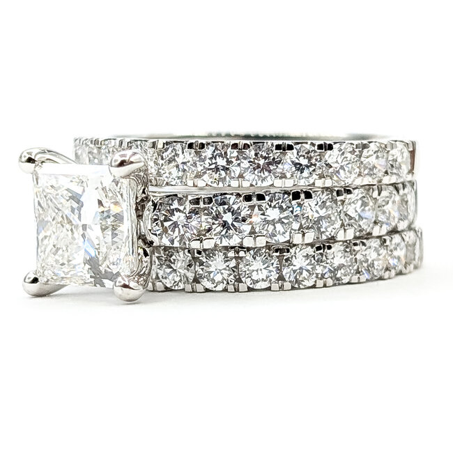 Ring Engagement Anniversary Set 2ct Princess Cut Lab Grown Diamond 3ctw Lab Grown Diamonds 14kw 8.5mm Sz7 9.63g 126070092