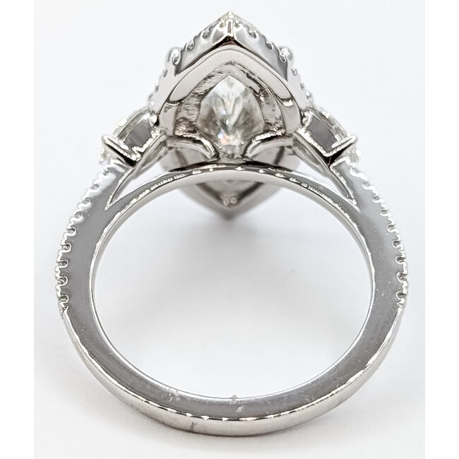 Ring Engagement Halo 3 stone 4ct Marquise Lab Grown Diamond .85ctw Lab Grown Diamonds 14kw 1.8mm Sz6.75 6.01g 126070102