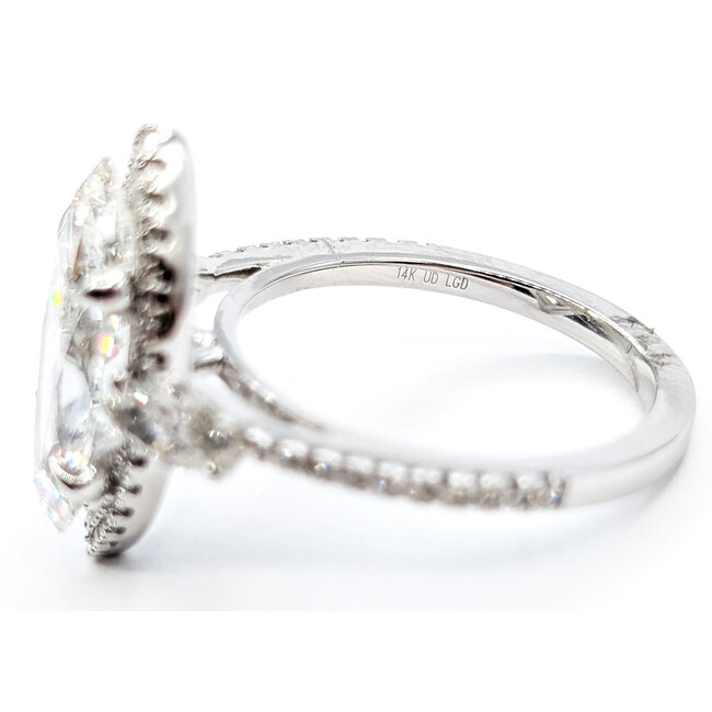 Ring Engagement Halo 3 stone 4ct Marquise Lab Grown Diamond .85ctw Lab Grown Diamonds 14kw 1.8mm Sz6.75 6.01g 126070102