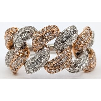 Ring Cuban Link 1.25ctw Round & Baguette Diamonds 14ktt 13.5mm Sz10 10.2g 126070091