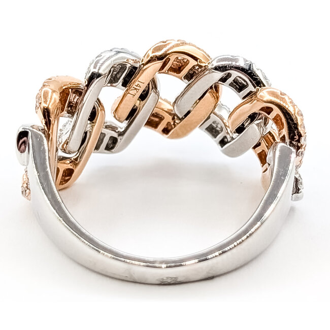 Ring Cuban Link 1.25ctw Round & Baguette Diamonds 14ktt 13.5mm Sz10 10.2g 126070091