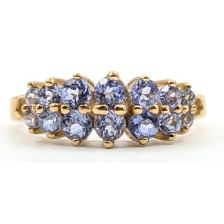Ring 2-Row 1.25ctw Violet Tanzanite 10ky 2.2mm Sz9.5 3.18g 126070085
