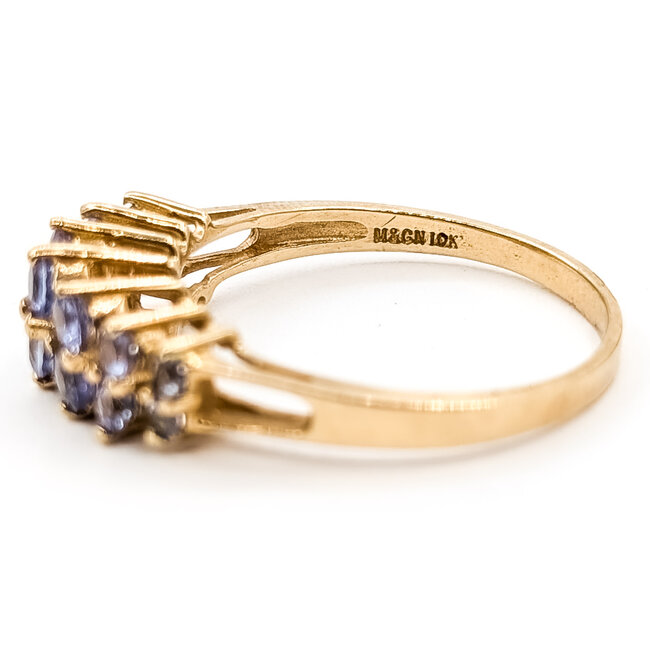Ring 2-Row 1.25ctw Violet Tanzanite 10ky 2.2mm Sz9.5 3.18g 126070085