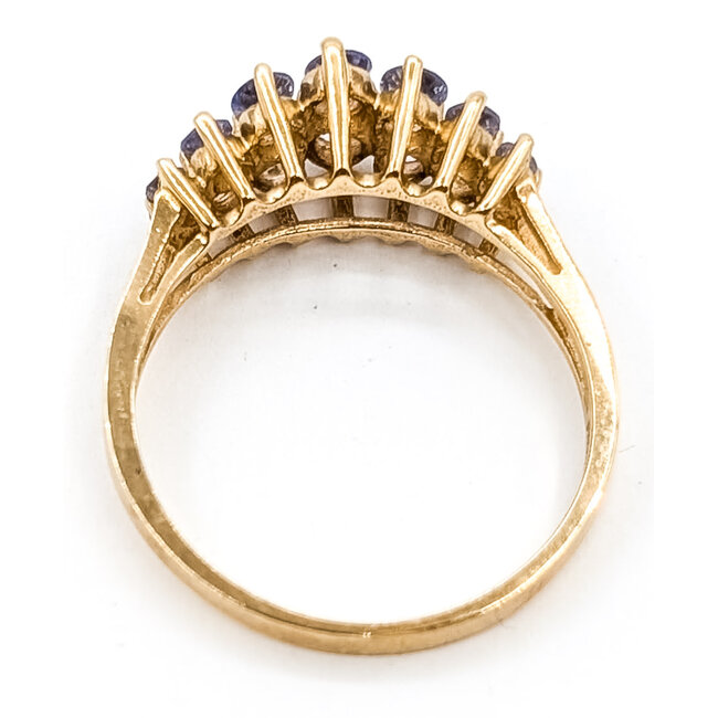 Ring 2-Row 1.25ctw Violet Tanzanite 10ky 2.2mm Sz9.5 3.18g 126070085