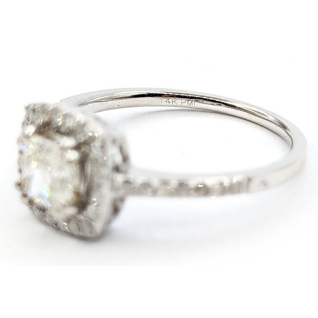 Ring Engagement Open Halo .58ct Radiant Slightly Yellow Diamond .17ctw Near Colorless Diamonds 14kw 1.5mm Sz6.5 2.21g 126060055