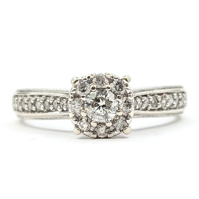 Ring Promise Milgrain .33ctw Round Diamonds 10kw 3.6mm Sz7 3.66g 126060033