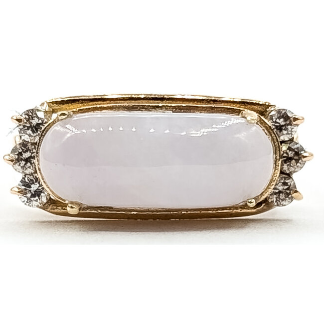 Ring East/West .15ctw Round Diamonds 2ct Lavander Jade 18ky 7.8mm Sz6.25 3g 126060038