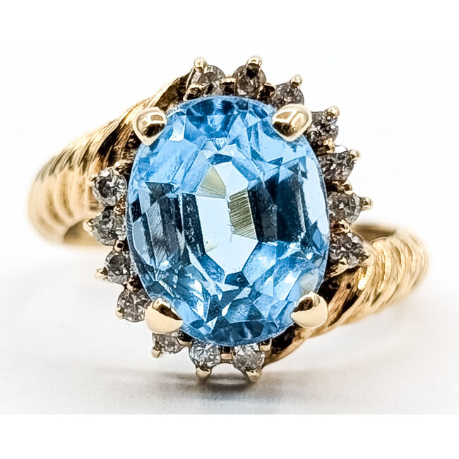 Ring Bypass Cable Band .16ctw Round Diamonds 3.5ct Sky Blue Topaz 14ky 3mm Sz4.5 4.02g 126060039