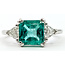 Ring 3-Stone .30ctw Trillion Diamonds 1.65ct Green Emerald 950pt 1.6mm Sz4 4.51g 126060043