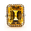 Ring Rectangular Halo Effy .38ctw Round & Baguette Diamonds 10ct Golden Citrine 14ky 1.85mm Sz7 5.75g 126060045