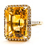 Ring Rectangular Halo Effy .38ctw Round & Baguette Diamonds 10ct Golden Citrine 14ky 1.85mm Sz7 5.75g 126060045