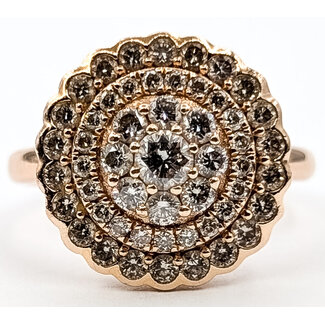 Ring Double Halo .75ctw Round Diamonds 14kr 15mm Sz5.5 4.65g 126060046