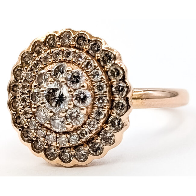 Ring Double Halo .75ctw Round Diamonds 14kr 15mm Sz5.5 4.65g 126060046