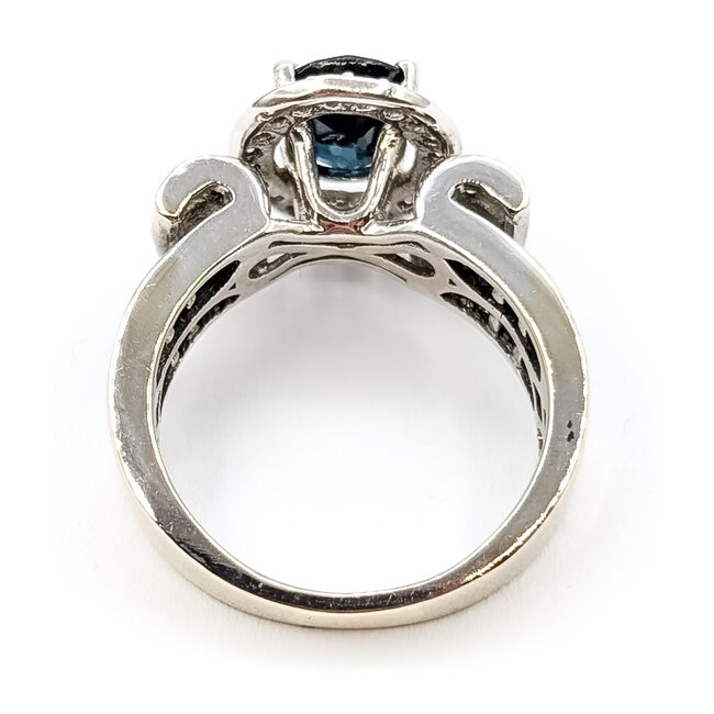 Ring Halo .33ctw Round Diamonds 2.5ctw Midnight Blue Sapphire 14kw 5.5mm Sz5.25 5.08g 126060047