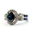 Ring Halo .33ctw Round Diamonds 2.5ctw Midnight Blue Sapphire 14kw 5.5mm Sz5.25 5.08g 126060047
