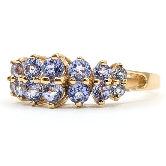 Ring 2-Row 1.25ctw Violet Tanzanite 10ky 2.2mm Sz9.5 3.18g 126070085