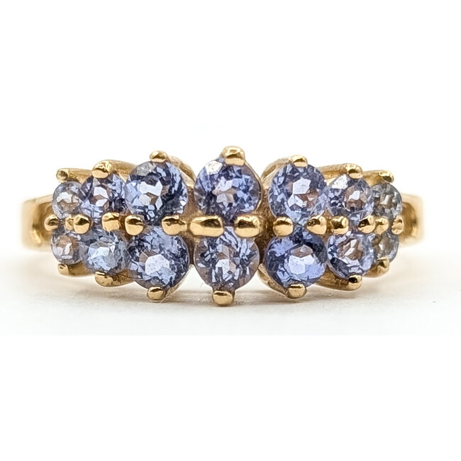 Ring 2-Row 1.25ctw Violet Tanzanite 10ky 2.2mm Sz9.5 3.18g 126070085