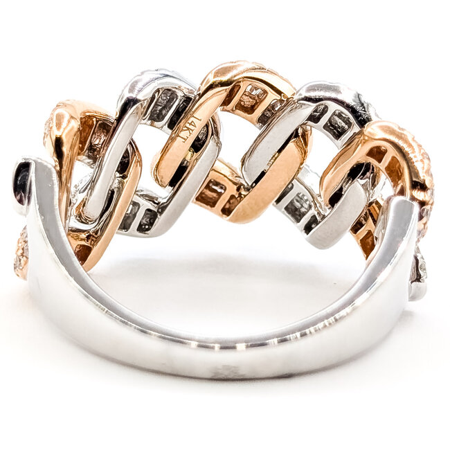 Ring Cuban Link 1.25ctw Round & Baguette Diamonds 14ktt 13.5mm Sz10 10.2g 126070091