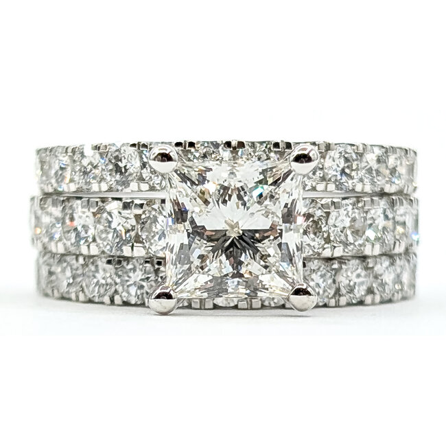 Ring Engagement Anniversary Set 2ct Princess Cut Lab Grown Diamond 3ctw Lab Grown Diamonds 14kw 8.5mm Sz7 9.63g 126070092
