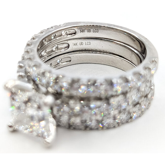 Ring Engagement Anniversary Set 2ct Princess Cut Lab Grown Diamond 3ctw Lab Grown Diamonds 14kw 8.5mm Sz7 9.63g 126070092