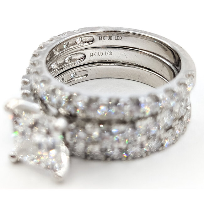 Ring Engagement Anniversary Set 2ct Princess Cut Lab Grown Diamond 3ctw Lab Grown Diamonds 14kw 8.5mm Sz7 9.63g 126070092