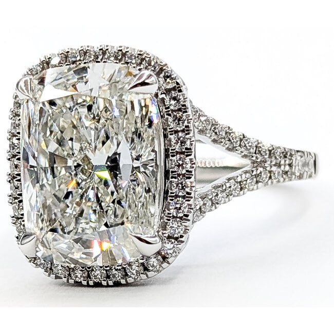 Ring Engagement Halo 7ct Elongated Cushion Lab Grown Diamond .50ctw Lab Grown Diamonds 14kw 1.9mm Sz7 6.37g 126070103