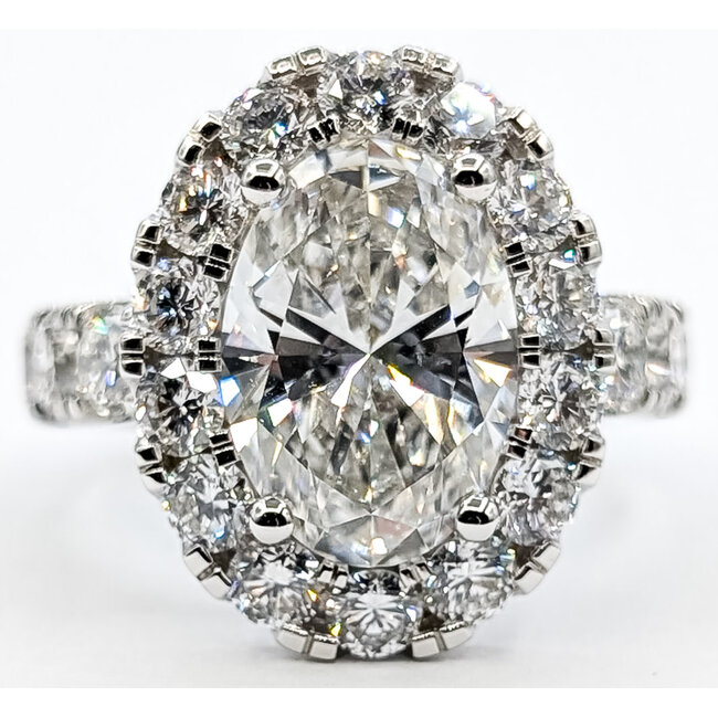 Ring Engagement Halo 5ct Oval Lab Grown Diamond 3.75ctw Lab Grown Diamonds 14kw 4.2mm Sz6.75 13.19g 126070104