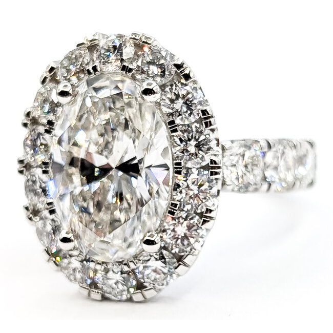 Ring Engagement Halo 5ct Oval Lab Grown Diamond 3.75ctw Lab Grown Diamonds 14kw 4.2mm Sz6.75 13.19g 126070104