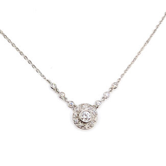 Necklace Station .33ctw Round Diamonds 14kw 2.5mm 16" 2.55g 126060050